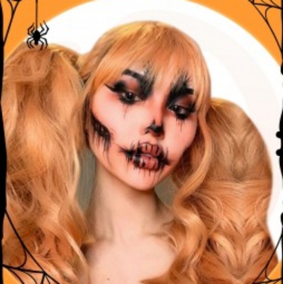 Uniwigs Creamsicle Dream Soft Peach Long Wavy w/ Bangs Synthetic Wig - Picture 2 of 8